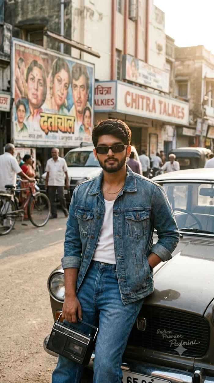 1987 Indian Cinema Street Style Portrait