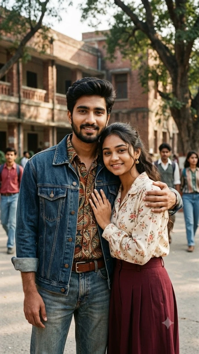 80s Indian College Couple Look