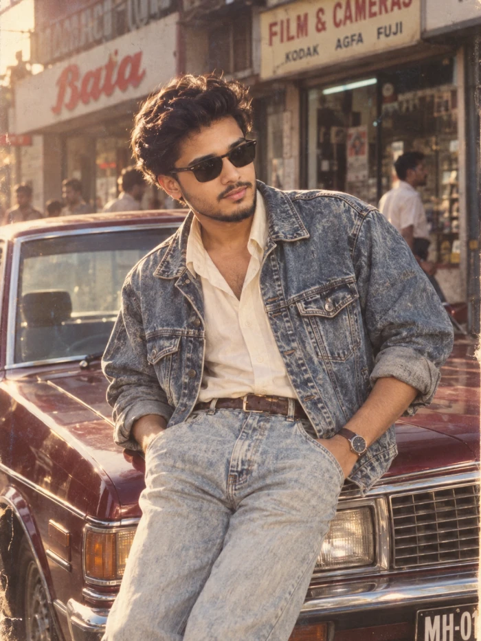 80s Vintage Car Fashion Portrait