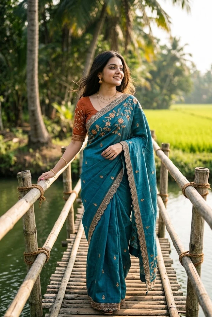 Bamboo Bridge Saree Look