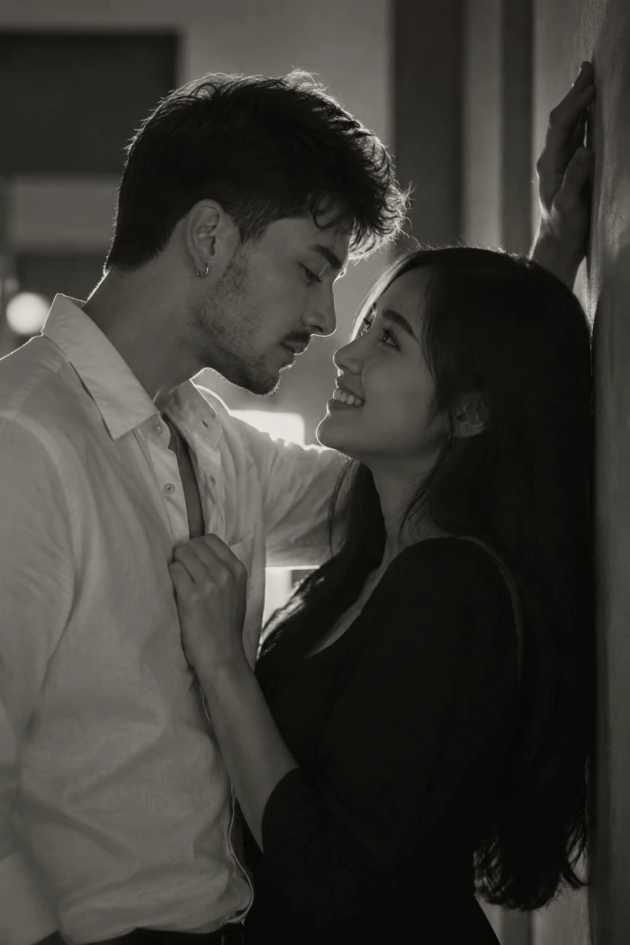 Black And White Intimate Couple Silhouette