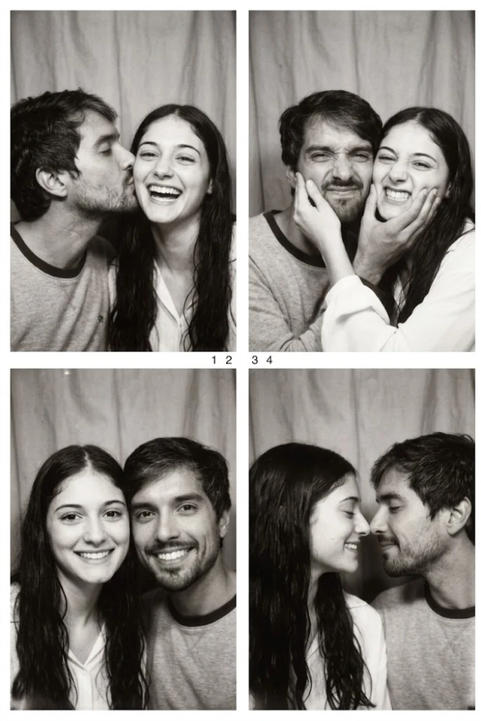 Black And White Photo Booth Couple Strip