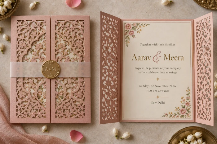 Blush Jali Gatefold Card