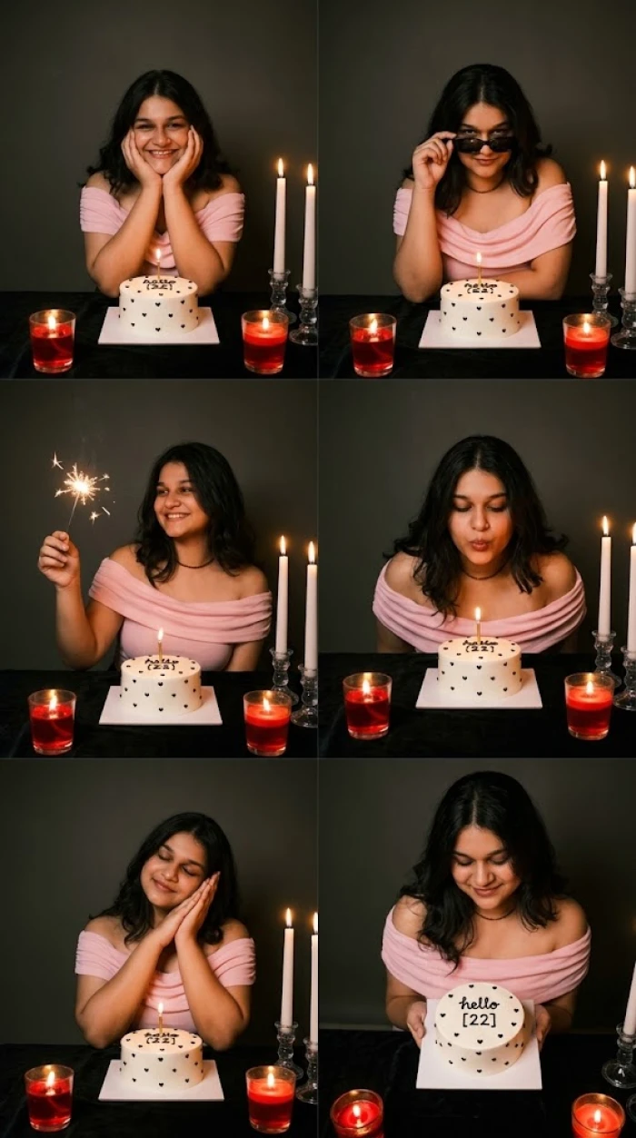 Candlelit Birthday Photo Collage