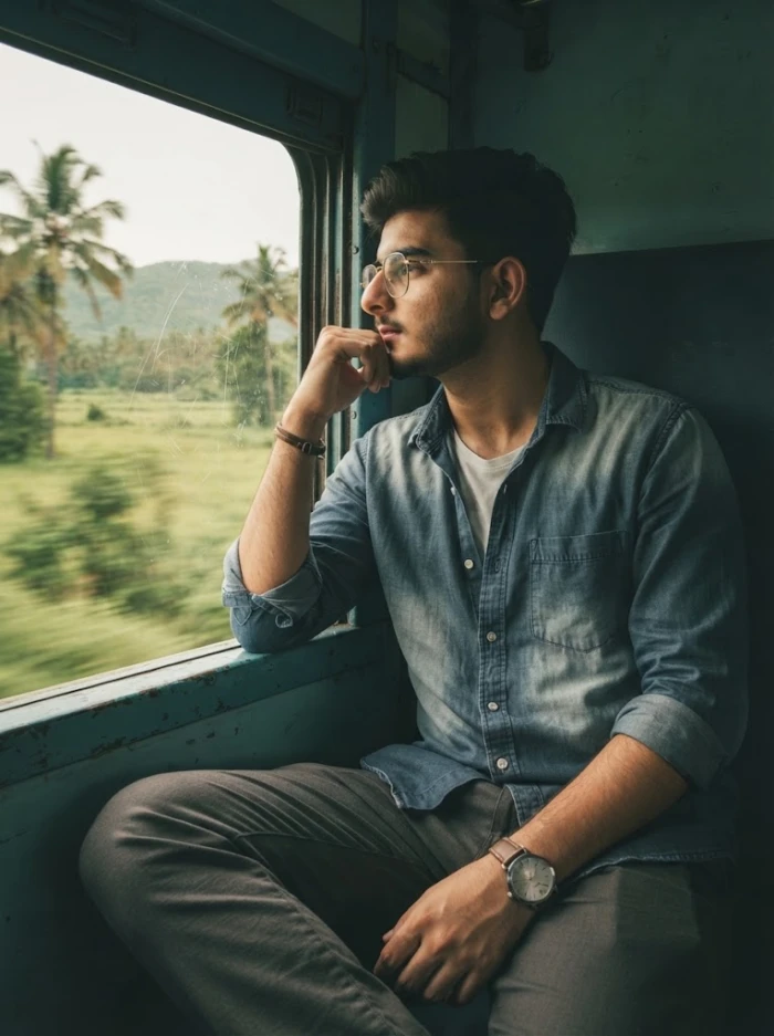 Cinematic Train Window Portrait
