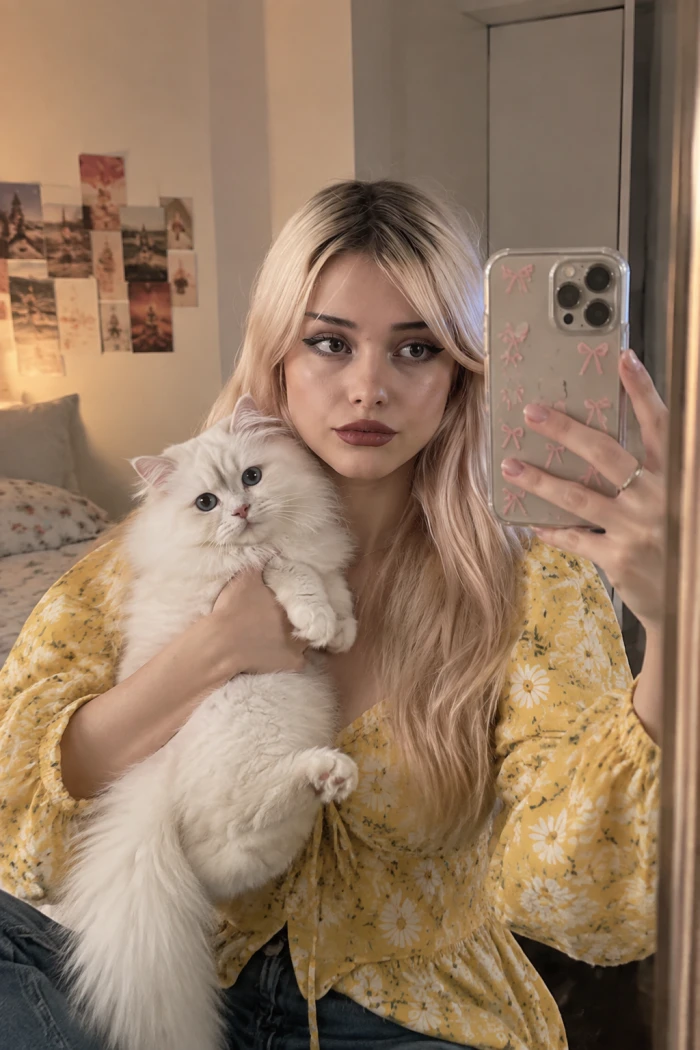 Cozy Mirror Cat Selfie