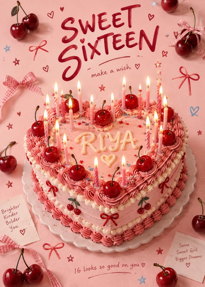 Cute Sweet Sixteen Birthday Card Design