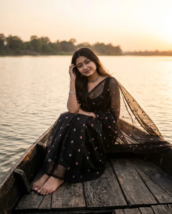 Dreamy Jamdani Sunset Portrait