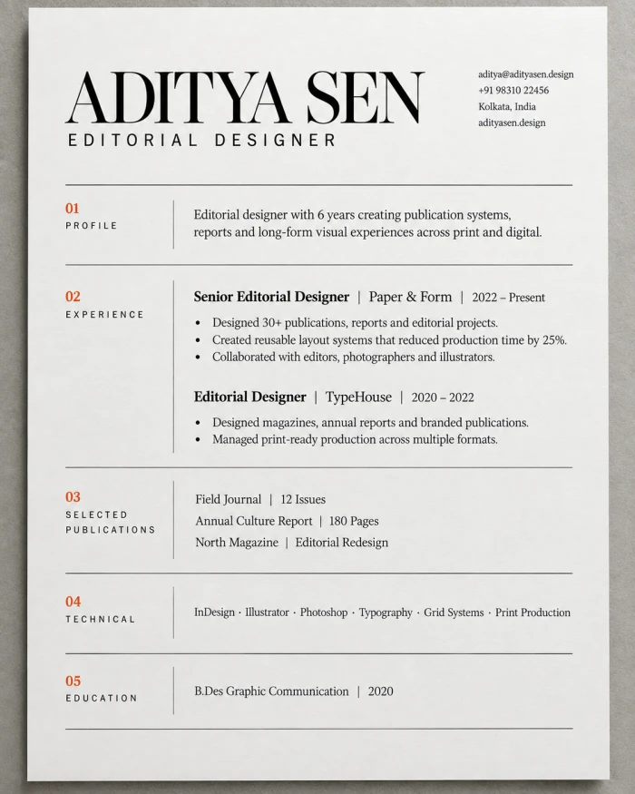 Editorial Designer — Typography Focused CV
