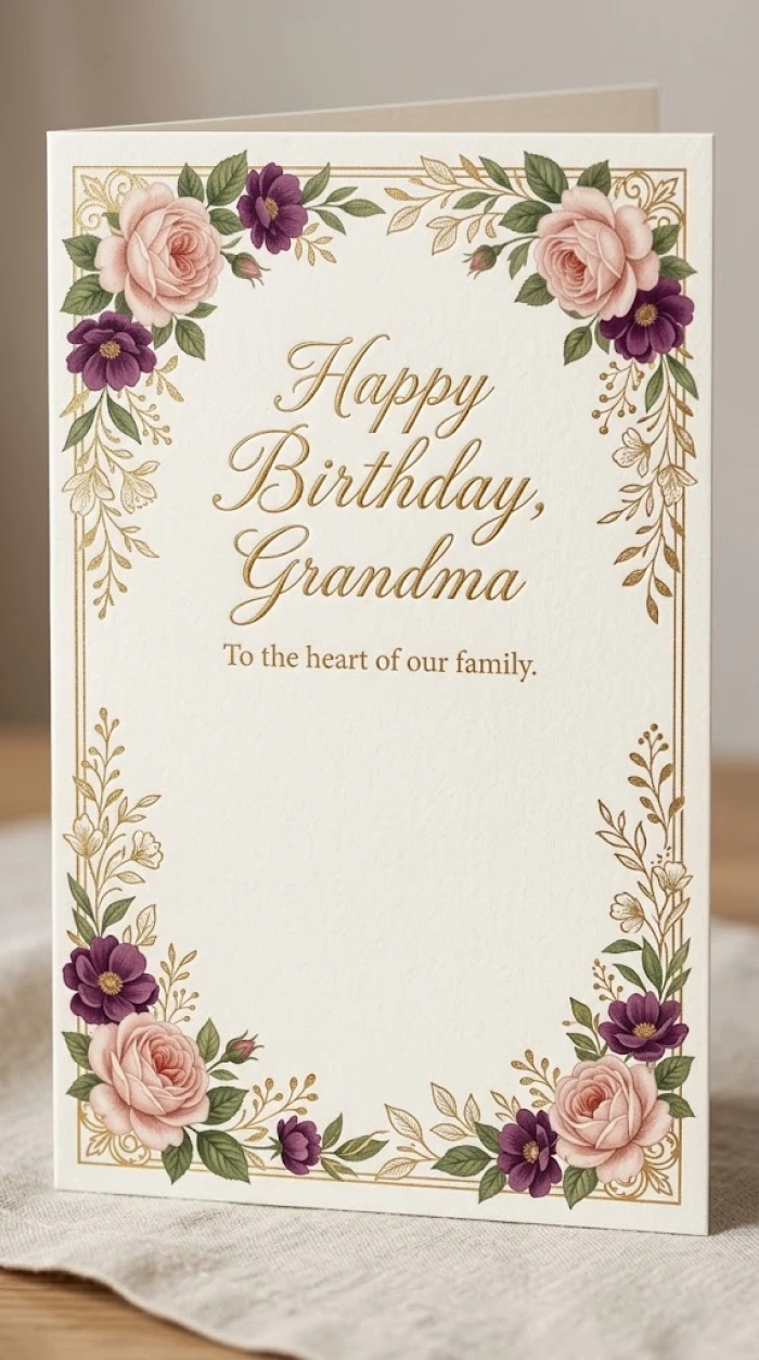 Elegant Birthday Greeting Card for Grandma