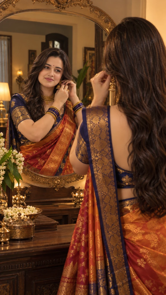Elegant Kanjivaram Saree Traditional Portrait