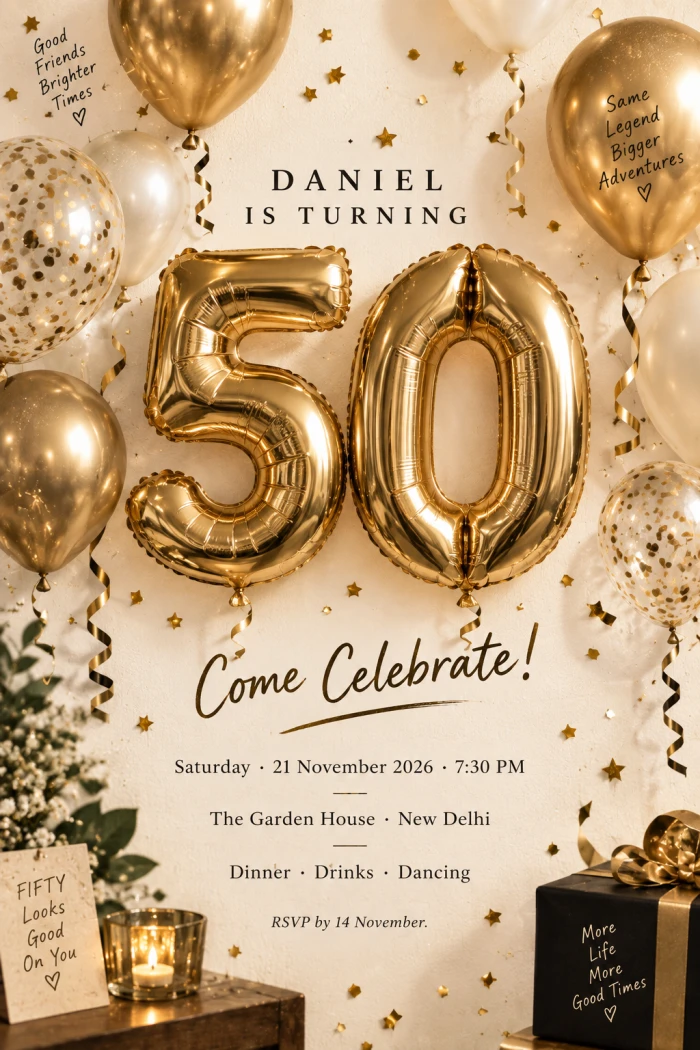 Gold Balloon Birthday Celebration Design