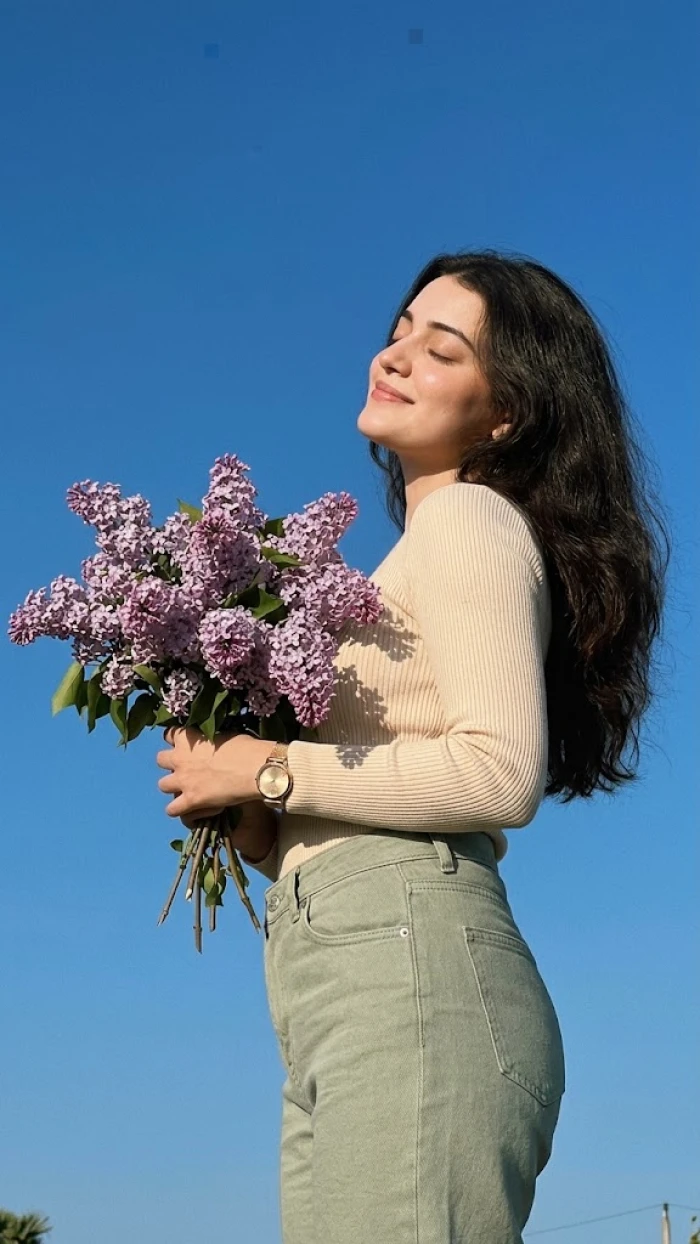 Golden Sunlight Lilac Flower Portrait