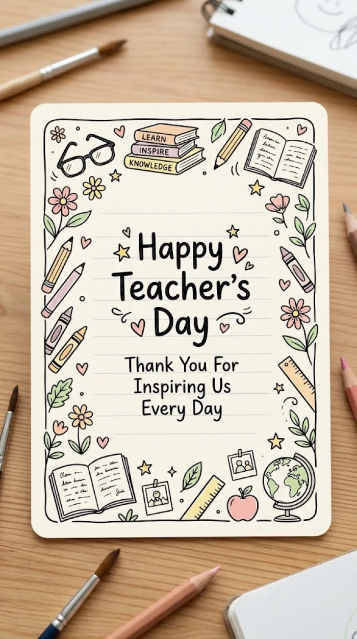 Hand Drawn Teacher’s Day Doodle Card