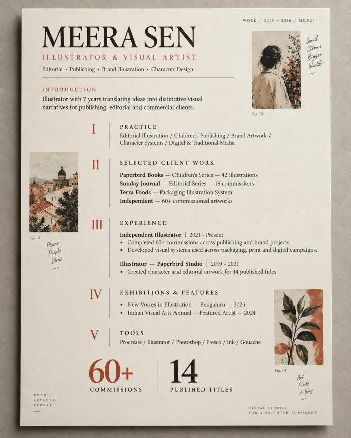 Illustrator — Artist Catalogue CV
