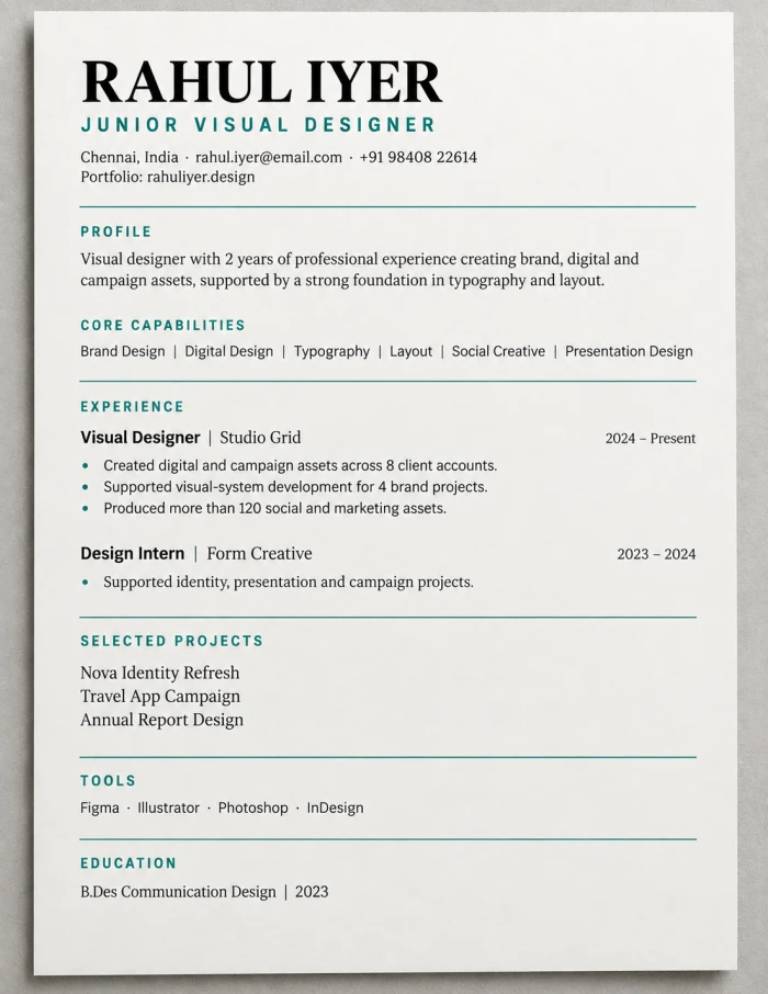 Junior Visual Designer — Skills Forward CV