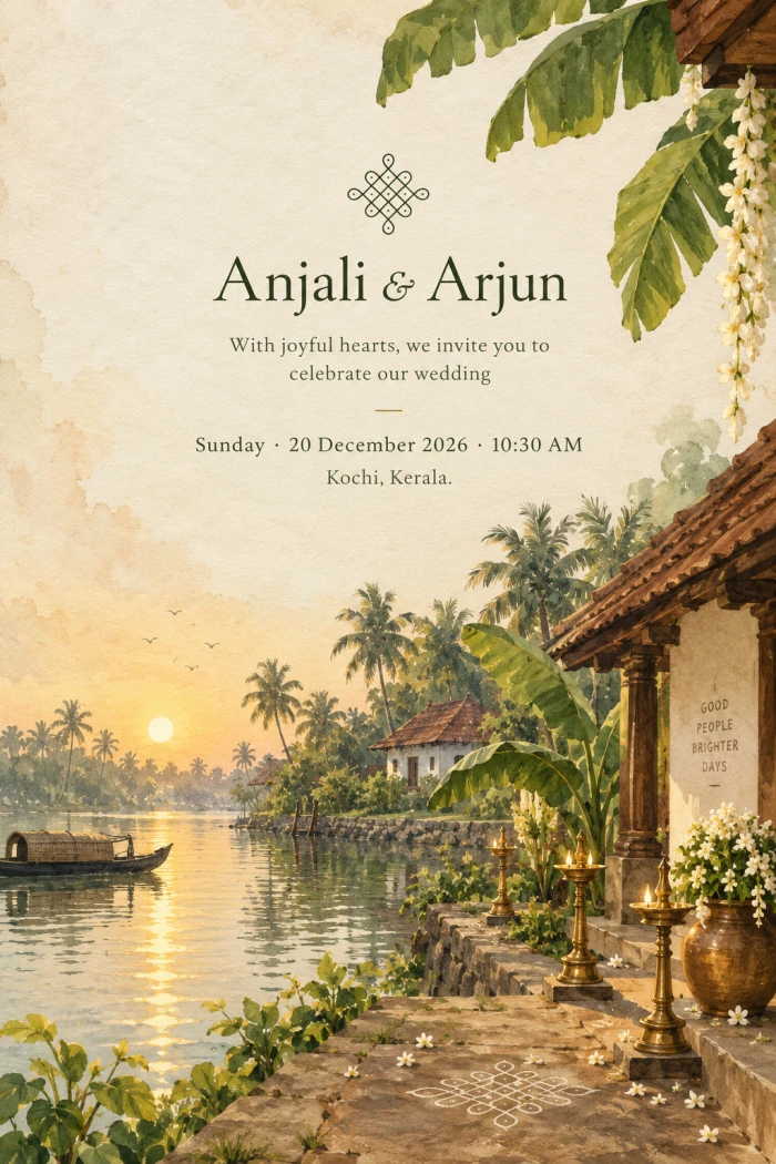 Kerala Backwater Wedding Invitation