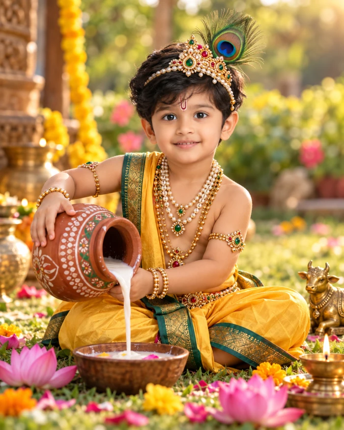 20+ Baby Krishna AI Prompts: Turn Baby Photos into Krishna