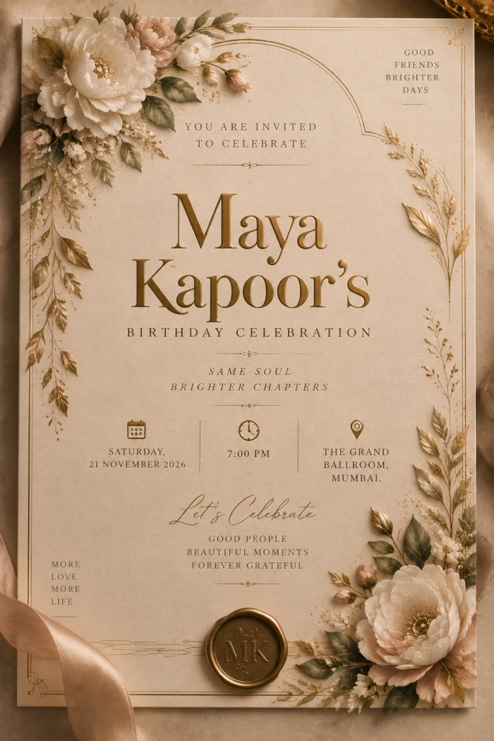 Luxury European Birthday Card Design
