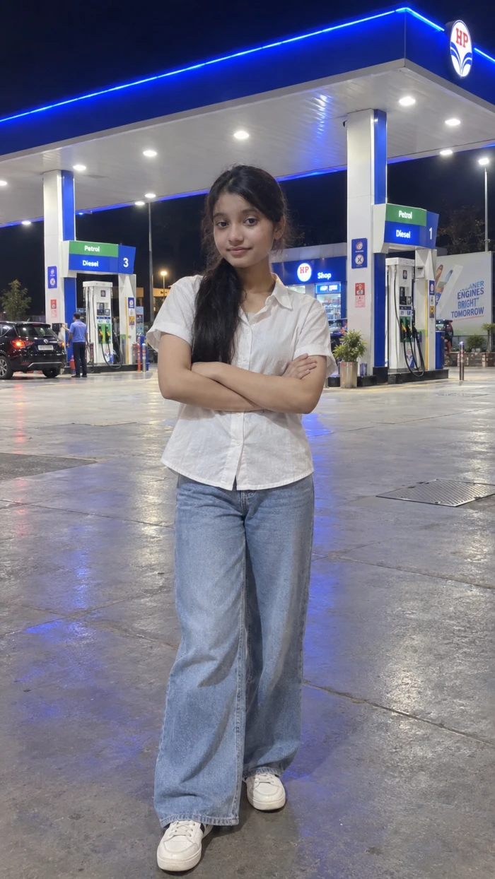 Midnight Petrol Station Portrait