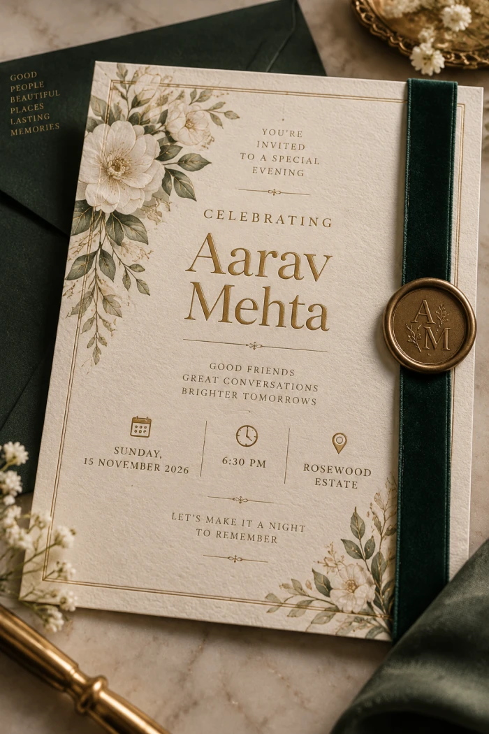 Italian Luxury Invitation With Embossed Paper Design