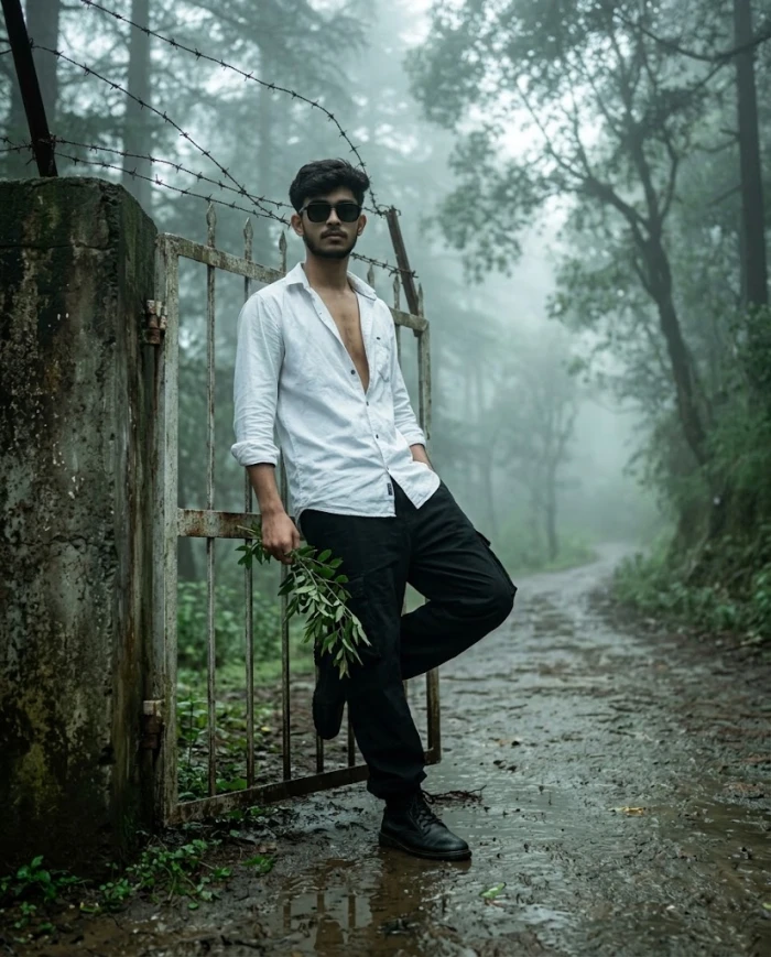 Misty Forest Cinematic Streetwear Portrait