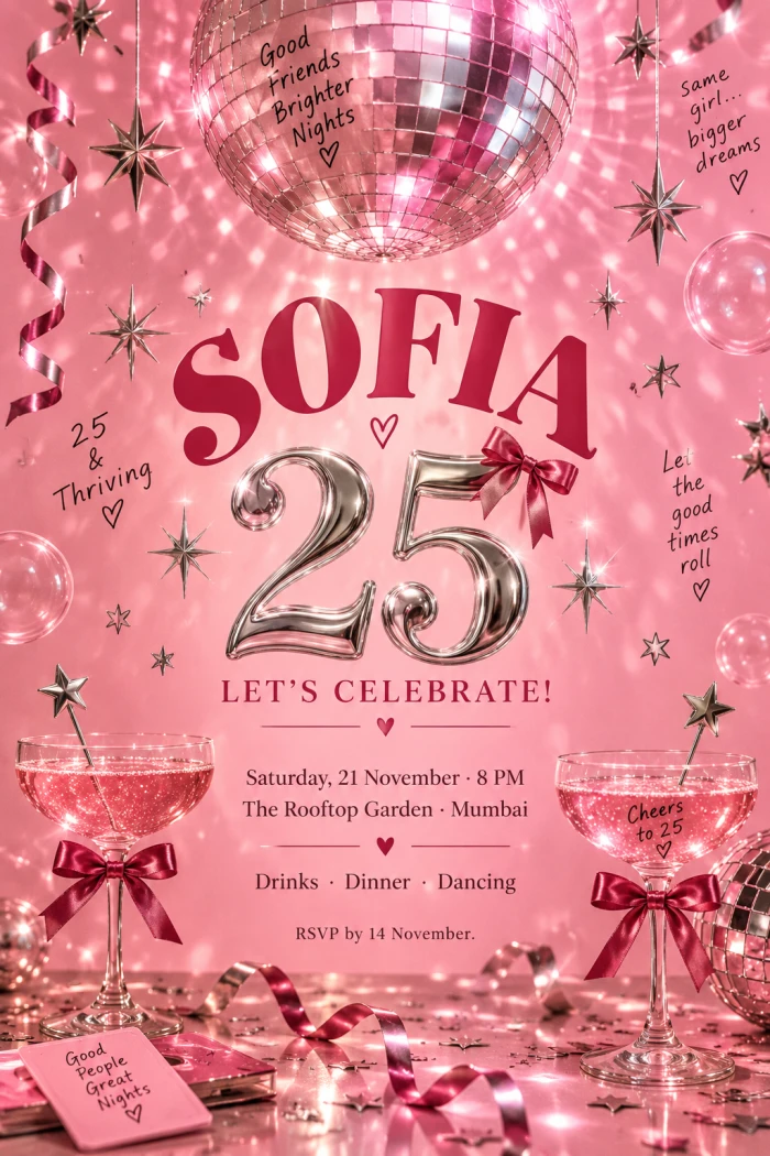 Modern Disco Birthday Invitation Design