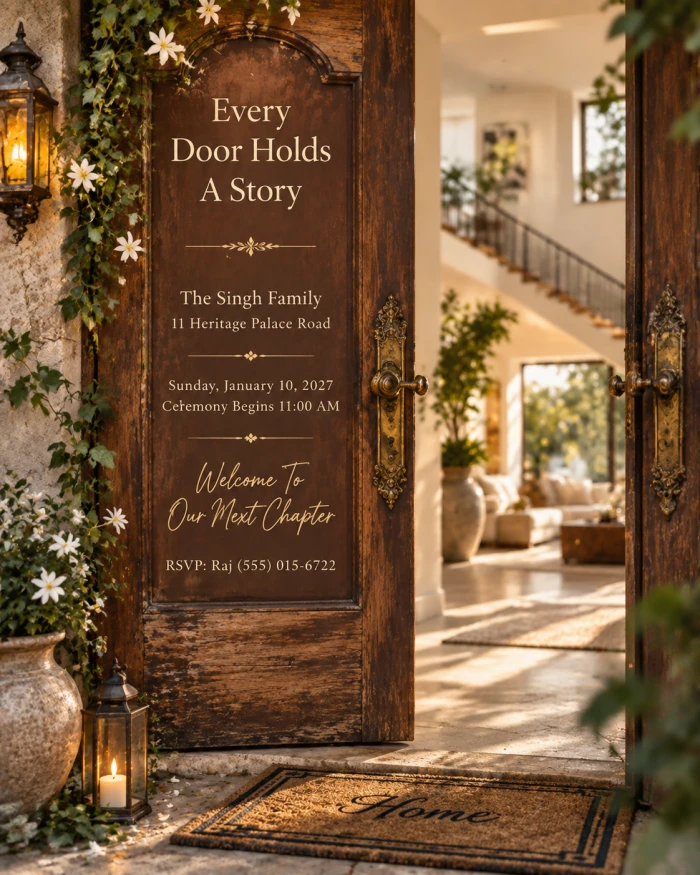 Old Door New Beginning Card Theme