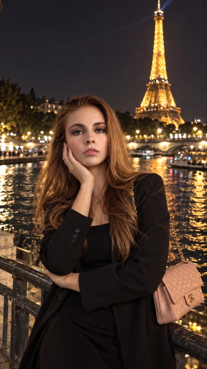 Paris Night Portrait by the Eiffel Tower
