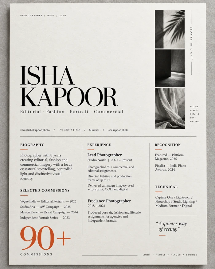 Photographer — Luxury Gallery CV