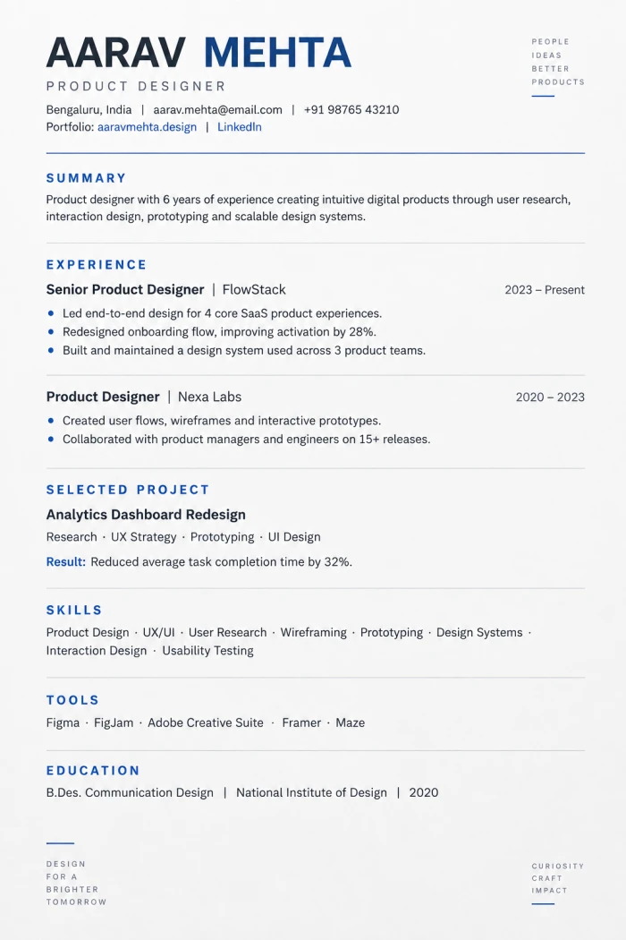 Product Designer Resume