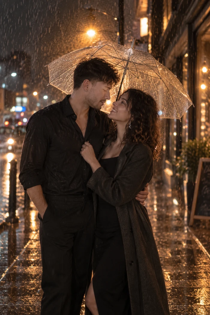 Rainy Night Umbrella Romance Look