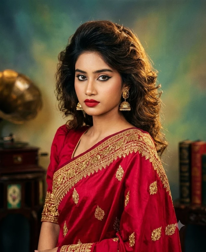 Retro Bollywood Magazine Cover Portrait
