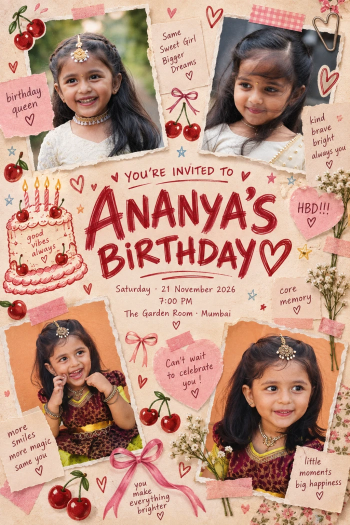 Scrapbook Style Birthday Invitation Design