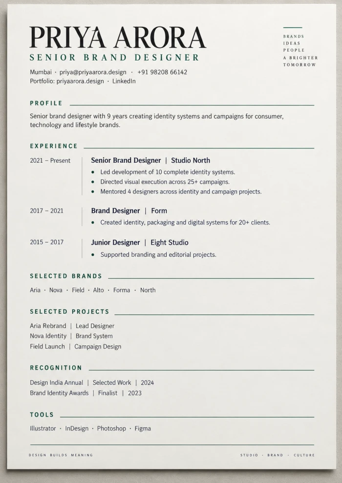 Senior Brand Designer - Portfolio Focused Resume