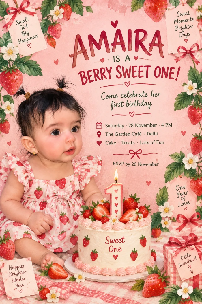 Strawberry Garden Birthday Card