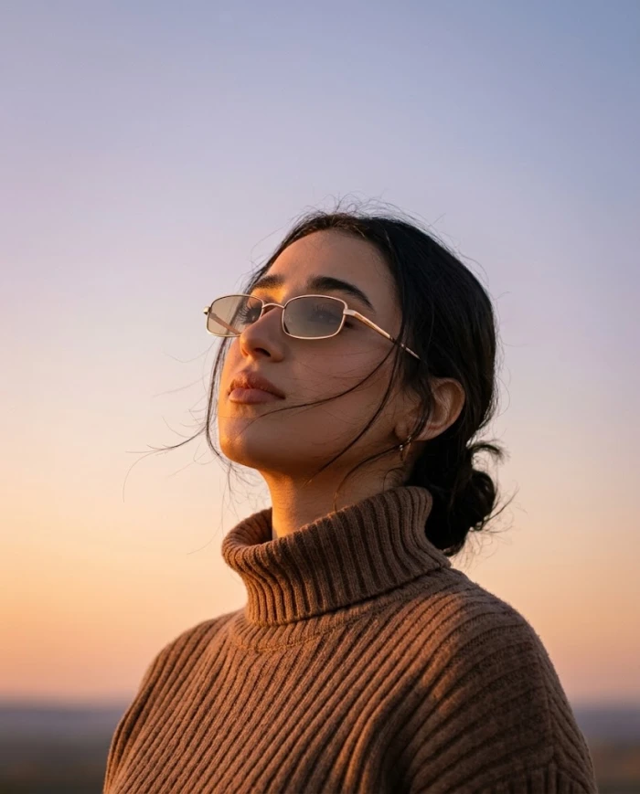 Sunset profile in sunglasses Portrait