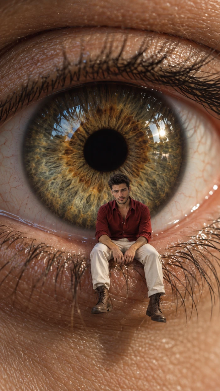 Tiny Human on Giant Eye
