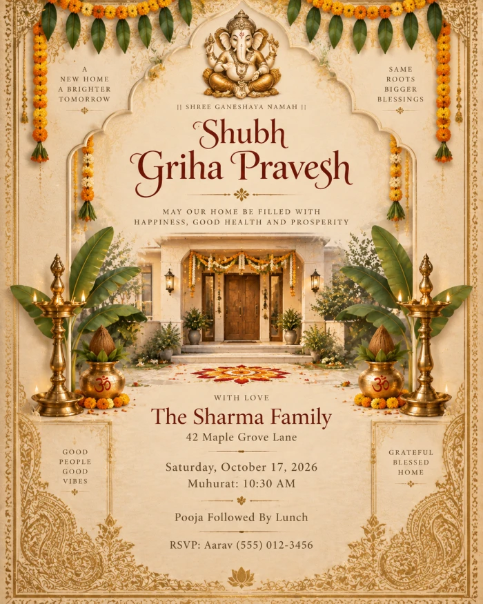 Traditional Griha Pravesh Heritage Card Theme