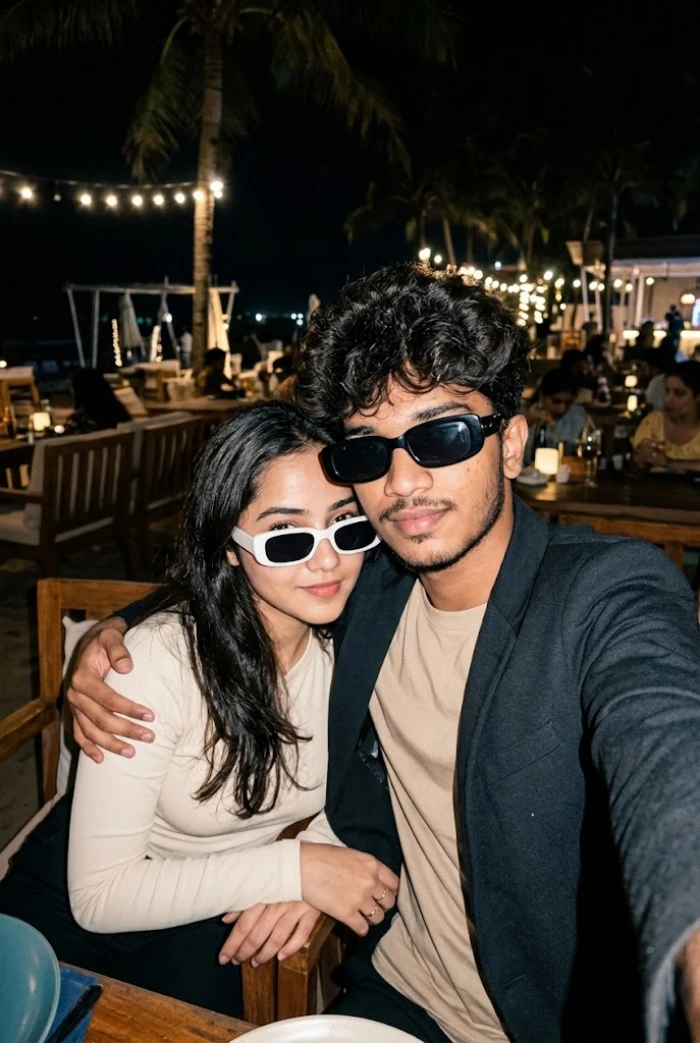 Trendy Night Out Couple Flash Portrait