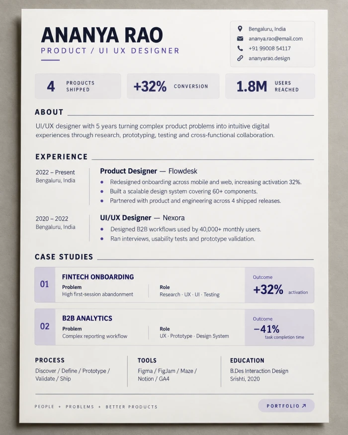 UI/UX Designer — Product Case-Study CV