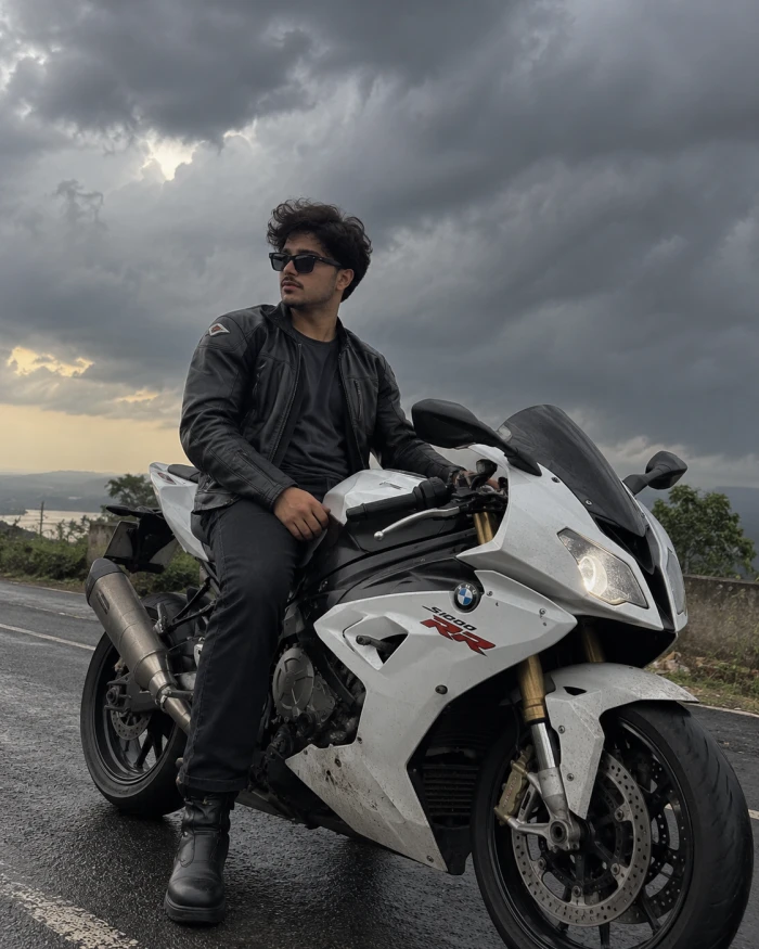 White Superbike in Stormy Weather